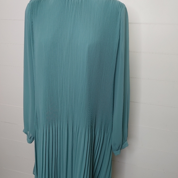 Esprit accordion pleated teal chiffon dress size 14 - Picture 4 of 15